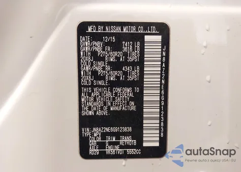 2016 Infiniti Qx80 Limited z USA, uszkodzony, nr VIN JN8AZ2NE6G9123838